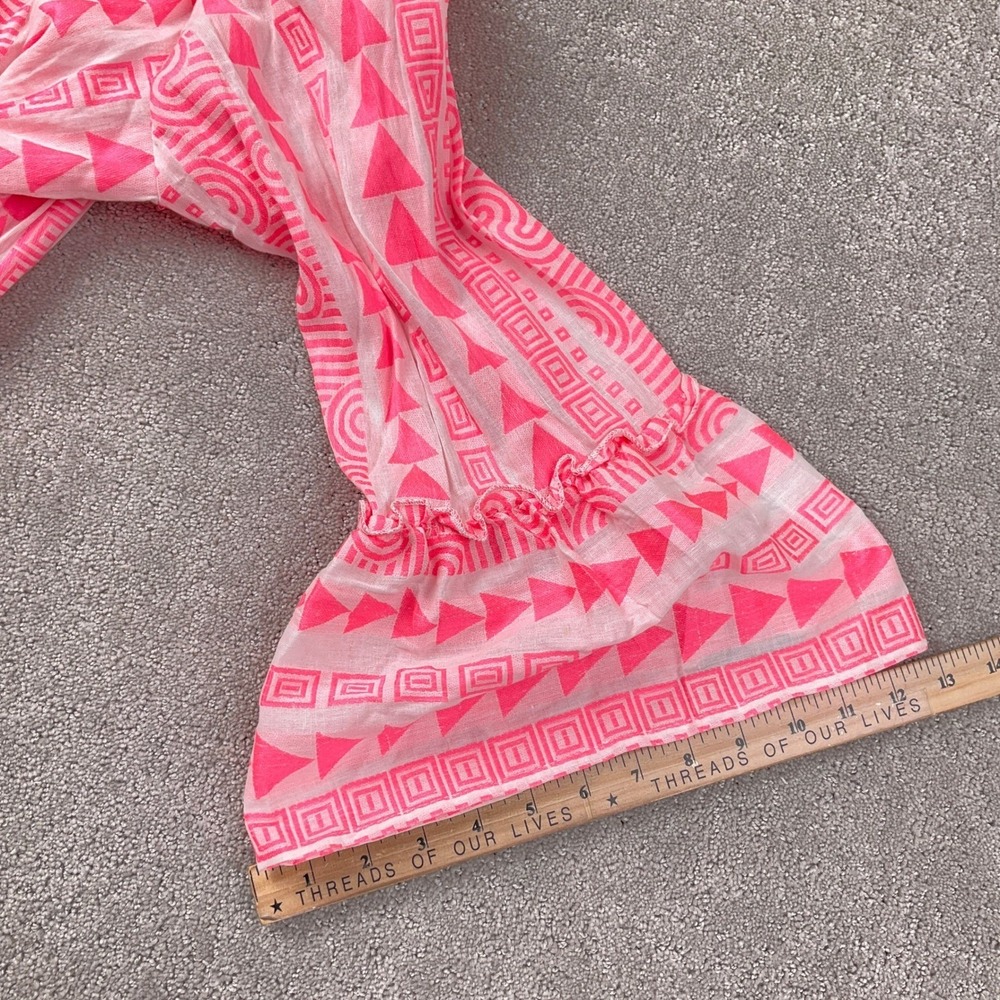 Sumitra‎ Dress Women OSFA Neon Pink Geometric Peasant Boho Tier Resort Kaftan - Picture 13 of 14